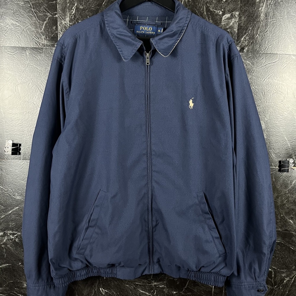 Polo Ralph Lauren Men's Blue Bi Plaid Harrington Jacket XL
